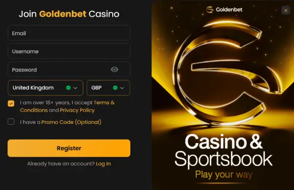 Goldenbet Casino Registration